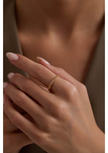 14 Ayar Desenli Altın Yüzük