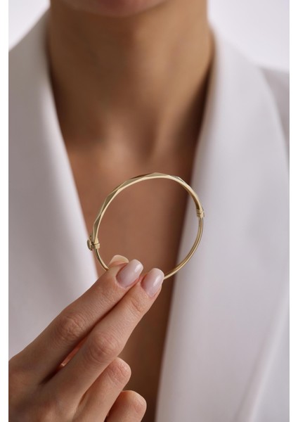 14 Ayar Desenli Kelepçe Altın Bilezik modelleri