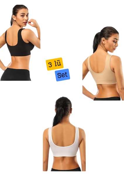 3'lü Paket Göğüs Toparlayıcı Kalın Askılı Pedsiz Sütyen Korse Spor Sütyen Büstiyer Yarım Atlet fiyatları