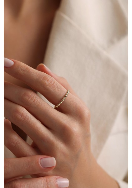 14 Ayar Top Top Yarımtur Altın Yüzük