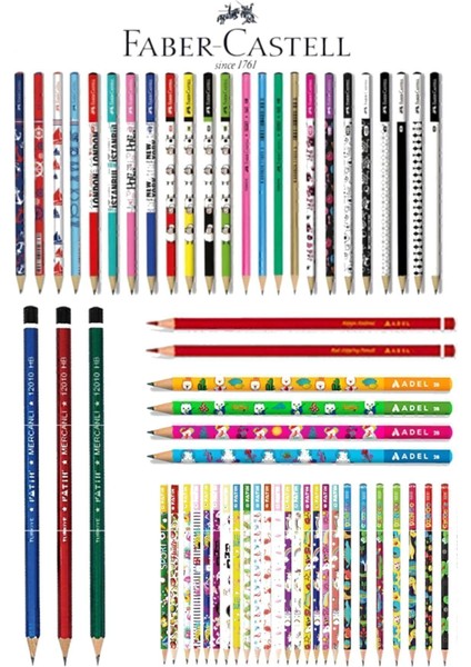 Faber Castell Kaliteli Karışık 12'li Kurşun Kalem Faber+Adel+Bic+Fatih Karisik
