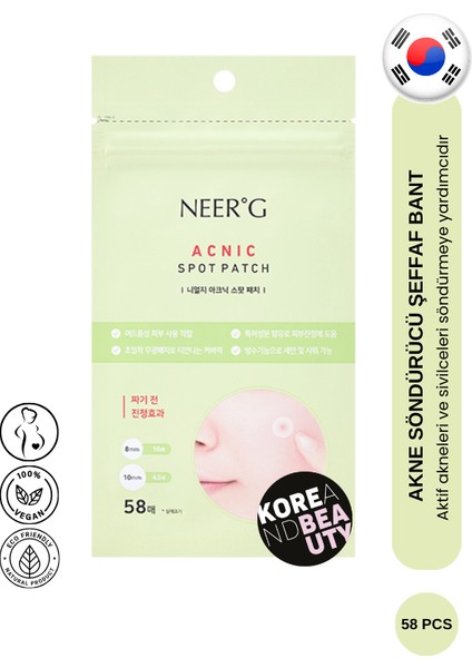 Acnic Spot Patch 58 Patch - Ince Yapılı Akne Bandı - Akne Söndürmeye Yardımcı Şeffaf Bant