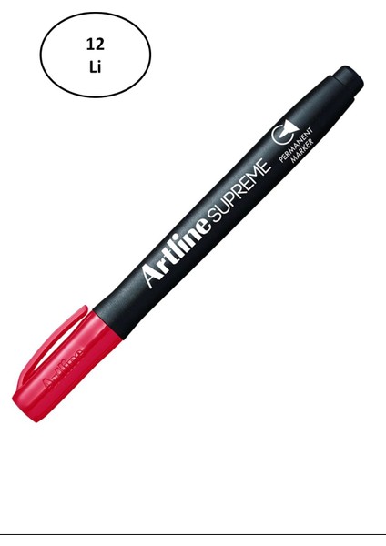 Artline Supreme Permament Markör 1.0 mm Kırmızı 12'li