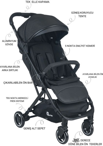 Freedom Kabin Boy Kolay Katlanır Yatış Pozisyonlu Hafif Bebek Arabası fiyatları