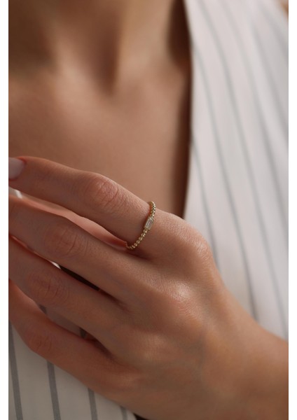 14 Ayar Baget Detaylı Altın Yüzük modelleri