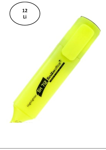 Pastel Sarı Fosforlu Kalem SH712 SCR.T0SBH4SH71209A Scrikss 12'li