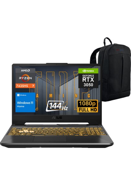 Tuf Gaming A15 FA506NCR-HN035 Ryzen 7 7435HS 16GB 1tb SSD Rtx 3050 Fhd 144Hz WIN11 Taşınabilir Bilgisayar - Webzone Çanta Wz2