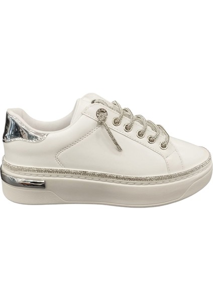 8392589Z Iç Dış Deri Ortopedik Taş Detaylı Parlak Bağcıklı Günlük Şık Kadın Casual Ayakkabı