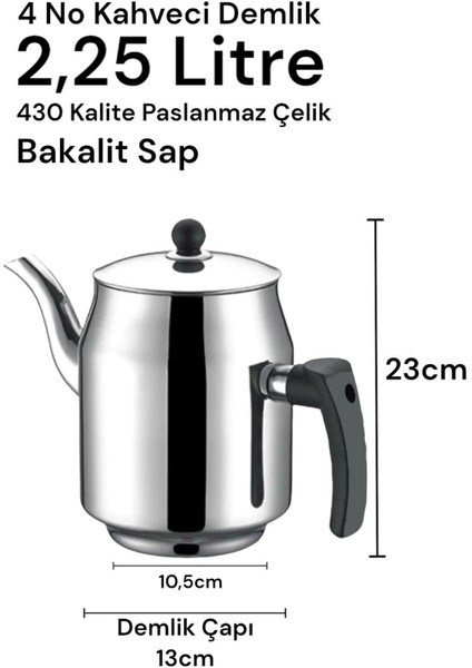 Paslanmaz Çelik Kahve Demliği 2250ml, Şık ve Dayanıklı Tasarım fiyatları
