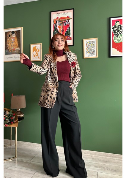 Tam Yüksek Siyah Rengi Palazzo Pantolon fiyatları