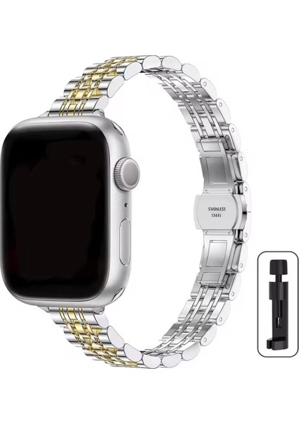 Apple Watch 10 42MM 4 5 6 7 8 9 Uyumlu 38 40 41MM Ince Slim Rolex Tasarım Kordon Kayış
