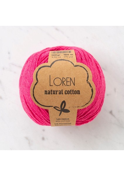 Natural Cotton Fuşya El Örgü ipi - R095 - 33909