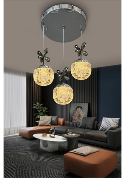 Modern Sarkıt Cam 3 Top LED Avize modelleri