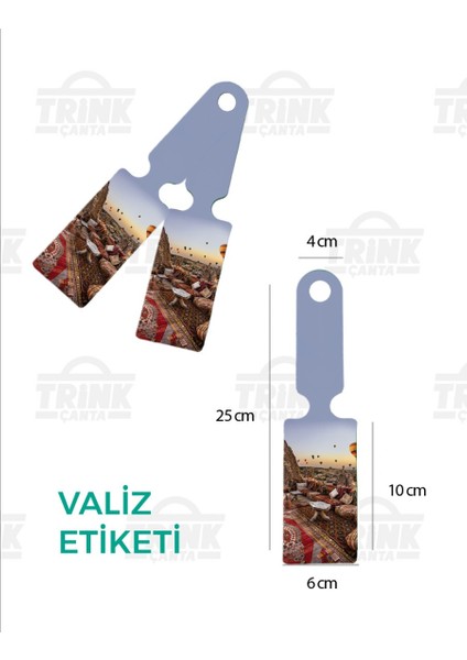 TRİNK ÇANTA Desenli Silikon Valiz ve Bavul Bagaj Isimlikli Etiket * 2 Adet * KAPADOKYA
