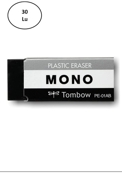 Tombow Mono Silgi, 23X11X55MM, Siyah 30'lu