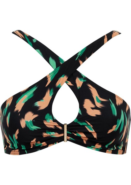 Feline Energy Bralet Bikini Üstü, Damla Dekolteli, Altın Detaylı Büstiyer