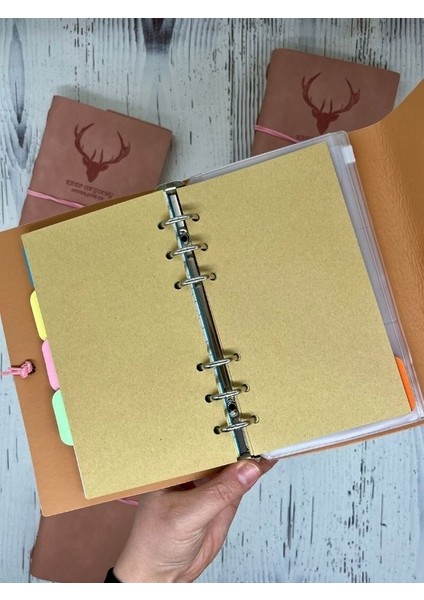 Keep On Going Binderli Deri Kapak Depolama Dosyalı Pembe Renk Özel Tasarım Ajanda/notebook/klasörlü Defter