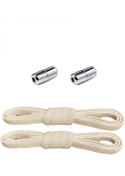 Ayarlanabilir 1 Çift Bej Vidalı Kapsül Uçlu 6 Mm Lastik Pratik Bağcık