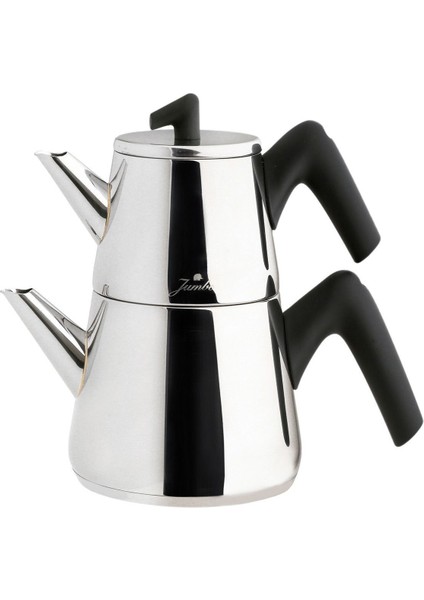 Dayanıklı orta boy paslanmaz çelik çaydanlık, pratik ve şık kullanım sağlar.