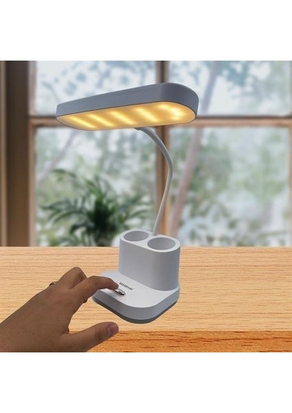 ® Kalemlikli Usbli Dokunmatik 3 Kademeli 360 Derece Özel Göz Korumalı LED Lityum Masa Lambası