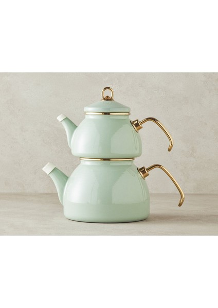 Emaye Çaydanlık, Açık Mint Renk, Şık ve Dayanıklı Tasarım