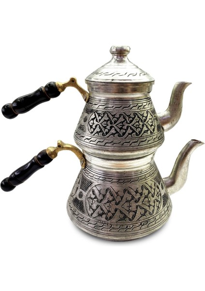 El Yapımı Eskitme Bakır Çaydanlık, Kalaylı ve Kalın Tasarım, Metalik Renk indirimleri
