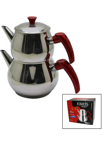 Orta Boy Çelik Çaydanlık Seti, 1L üst, 1.60L alt kapasite, şık ve dayanıklı tasarım
