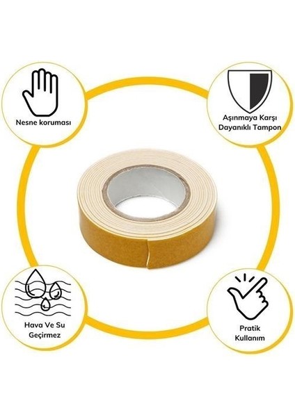 ® Çok Amaçlı Tüm Yüzeylerde Kullanıma Uygun Beyaz Çift Taraflı Köpük Sünger Montaj Bant fırsatları