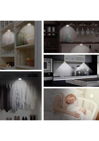 ® 3lü Uzaktan Kumandalı Pilli Yapışkanlı Kablosuz LED Spot Lambalar