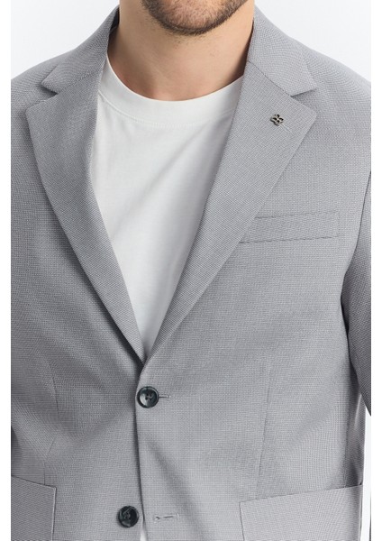 Zenova Erkek Gri Yarım Astarlı Torba Cepli Ilkbahar-Yaz Spor Blazer Ceket