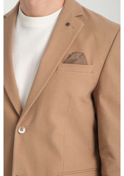 Cazino Erkek Vizon Slim Fit Dar Kesim Desenli Yarım Astar Mevsimlik Spor Blazer Ceket fiyatları