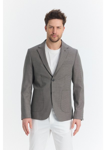 Zenova Erkek Siyah Yarım Astarlı Torba Cepli Ilkbahar-Yaz Spor Blazer Ceket