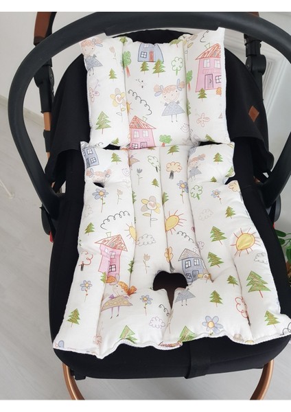Ev Desenli Çift Taraflı Bebek Puset Örtüsü , Puset Minderi fırsatları