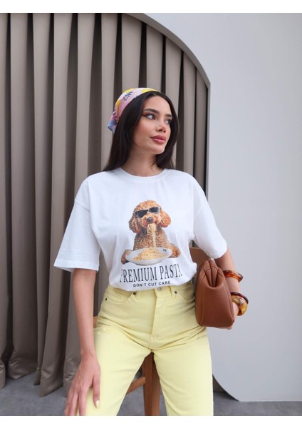 Spagetti Baskılı T-Shirt
