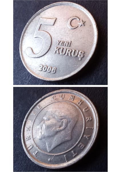 3996368014B9350D3B 2006 5 Yeni Kuruş Çt/ççt Eski Madeni Para