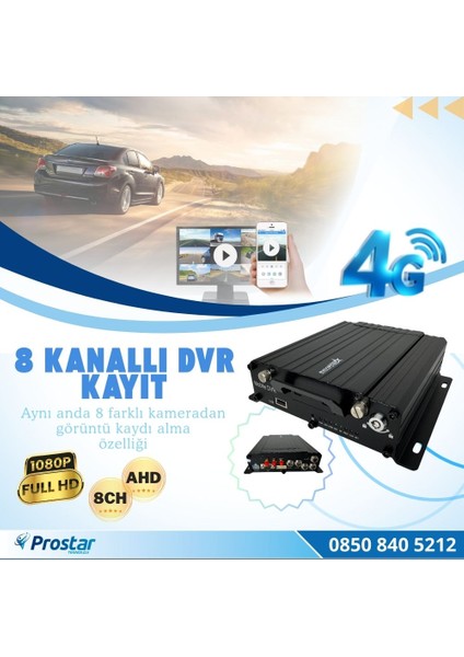 8 Kanal Ahd Profesyonel 1080P 4g Gps Wıfı Uzaktan Izlemeli Mobil Dvr Kayıt Cihazı fiyatları