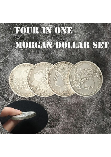 Dört Bir Bir Seti Morgan Dolar Sihirli Numara Para Belirmek Yok Olmak Magia Sihirbaz Aksesuar Yakın Illüzyonlar Prop Gimmmick Mentalizm (Yurt Dışından)