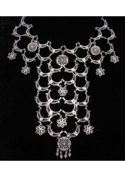 Ay Modeli 925 Ayar Gümüş Telkari Kolye