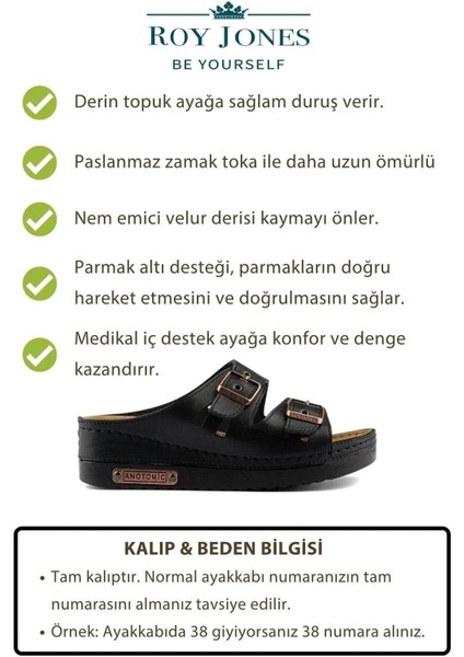 Kadın Ortopedik Anatomik Tabanlı Konfor Modeli Çift Bantlı Tokalı Rahat Dışarı & Ev Içi Terliği