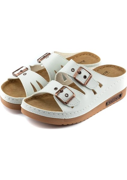 Kadın Ortopedik Anatomik Tabanlı Konfor Modeli Çift Bantlı Tokalı Rahat Dışarı & Ev Içi Terliği fırsatları