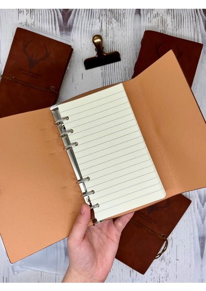 Keep On Going Binderli Deri Kapak Depolama Dosyalı Kahverenk Özel Tasarım Ajanda/notebook/klasörlü Defter