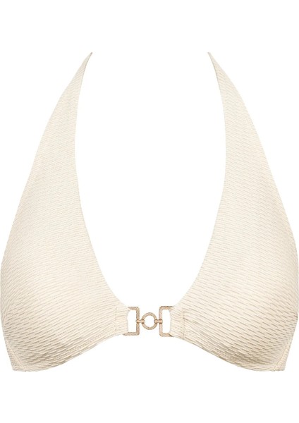 Shimmering Waters Üçgen Bikini Üstü, Parlak Lurex Kumaş, Altın Detaylı, Ayarlanabilir