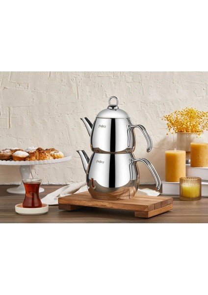 Doğa Mini Boy Çelik Çaydanlık Takımı, dayanıklı ve şık mutfak gereci, 1,65 L