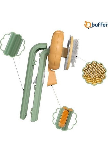 Buffer Plastik Yeşil Evcil Hayvan Bakım Pet Fırçası Çok Amaçlı Pet Fırçası Yeşil