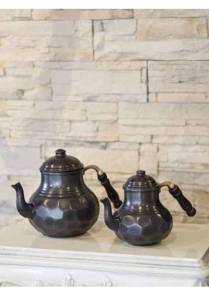 Bakır Çaydanlık, Petekli Model, Siyah Oksitli, Şık ve Dayanıklı Tasarım