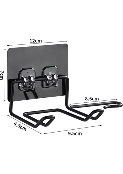 Buffer® Fön Makine Askısı Siyah Yapışkanlı Fön Makine Tutucu