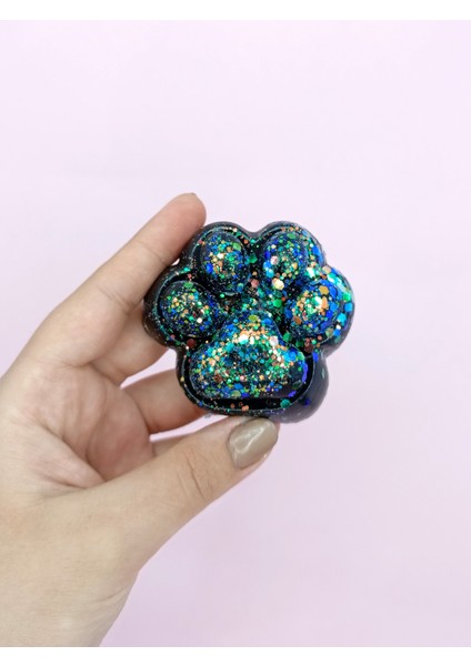 Küçük Pati Squishy Simli Kedi Pati Sıkma 7 cm Pati Sukuşi - Siyah