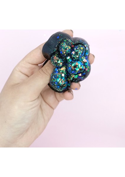 Küçük Pati Squishy Simli Kedi Pati Sıkma 7 cm Pati Sukuşi - Siyah