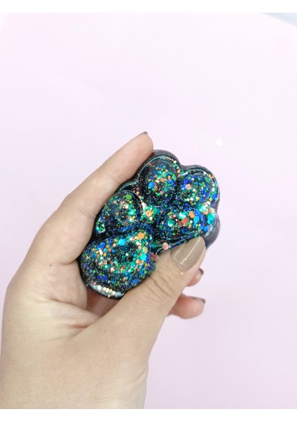 Küçük Pati Squishy Simli Kedi Pati Sıkma 7 cm Pati Sukuşi - Siyah