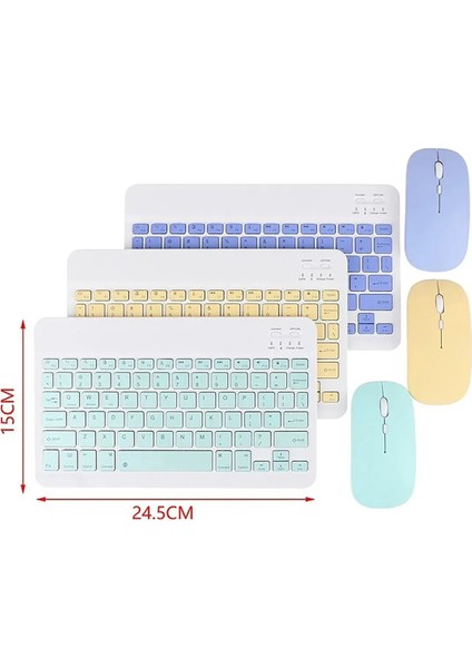 Tüm Cihazlara Uyumlu Akıllı Taşınabilir Şarj Edilebilir Kablosuz Bluetooth Klavye ve Mause Seti fırsatları